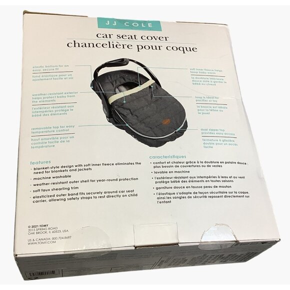 JJ Cole Infant Car Seat Cover With Fleece Lining & Elastic Fit Cold Weather Gray - Picture 11 of 11